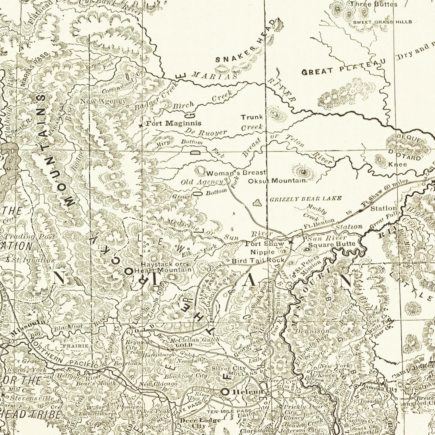 Historische Landkarte Idaho um 1882