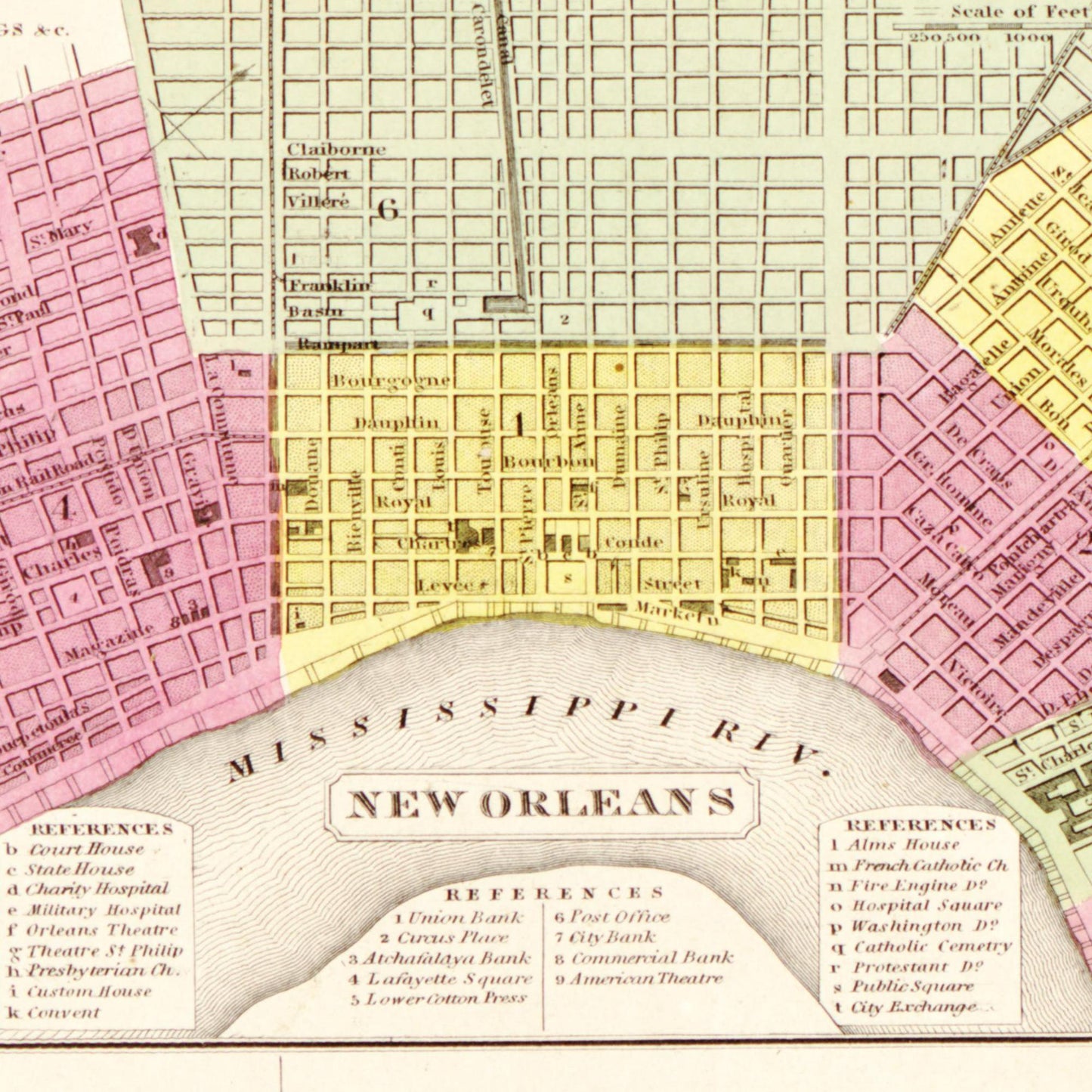 Historische Landkarte Louisiana um 1849