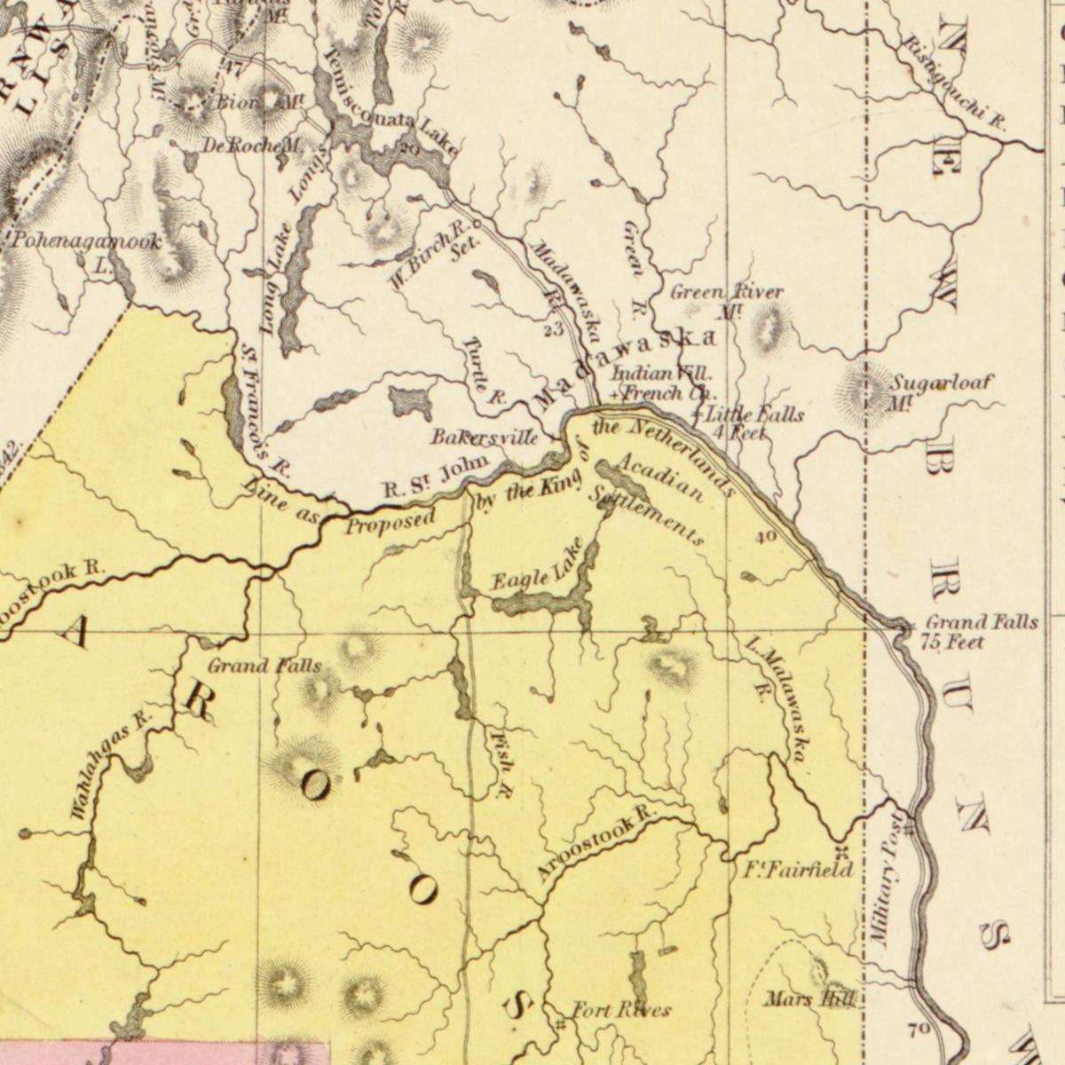 Historische Landkarte Maine um 1849