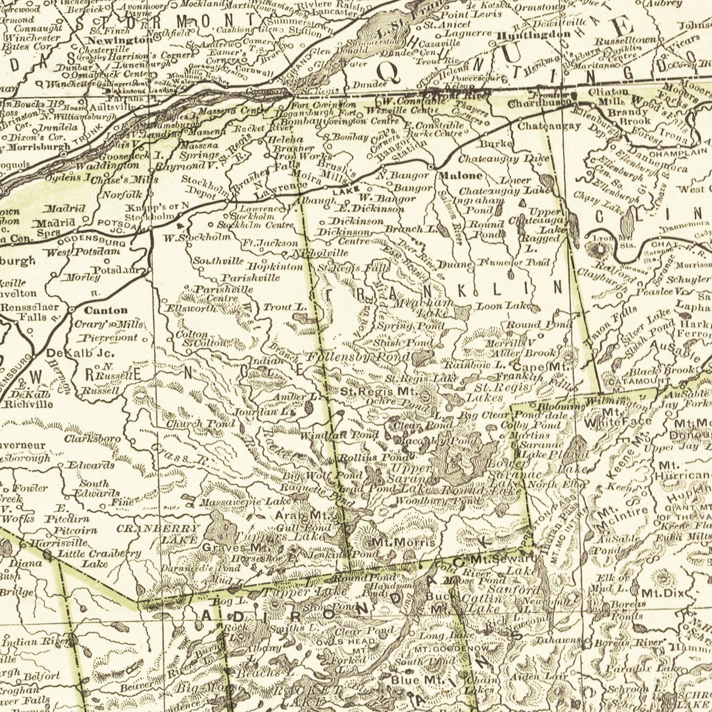 Historische Landkarte New York um 1882