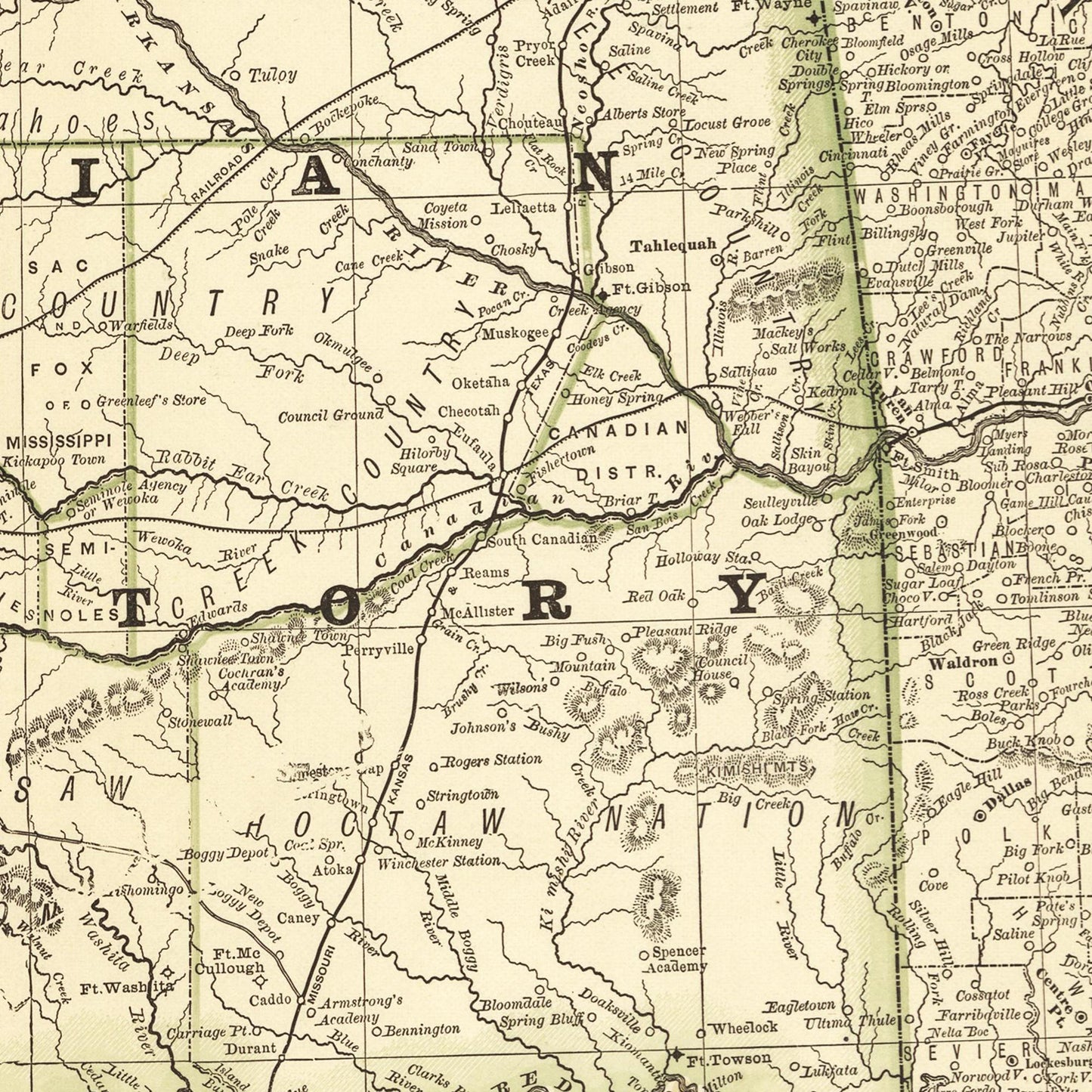Historische Landkarte Texas um 1882
