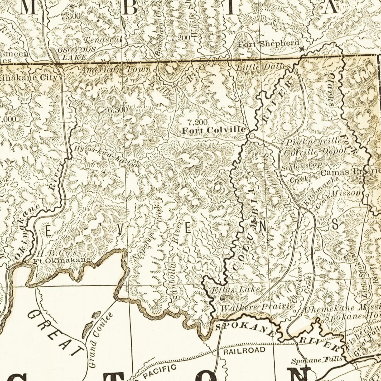Historische Landkarte Washington um 1882