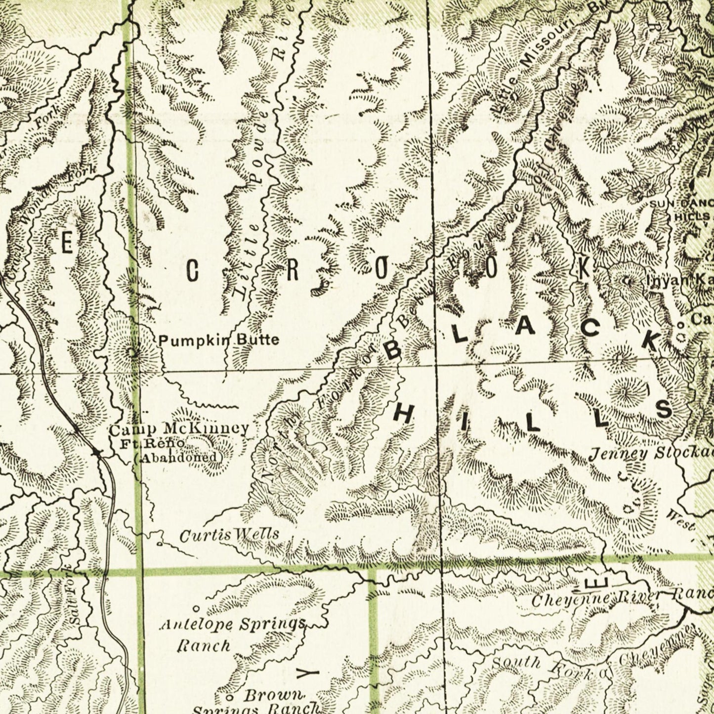 Historische Landkarte Wyoming um 1882