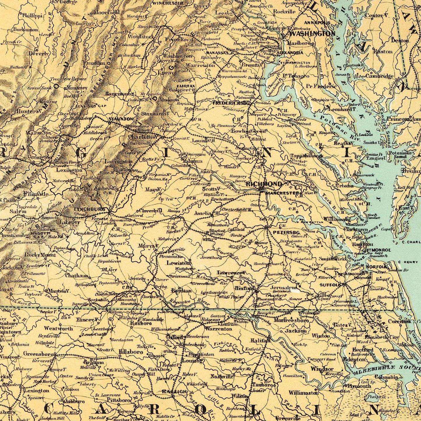 Historische Landkarte Konfederierte USA um 1861