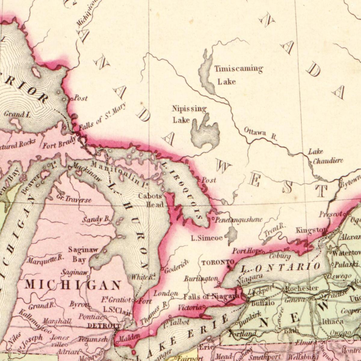 Historische Landkarte USA um 1849