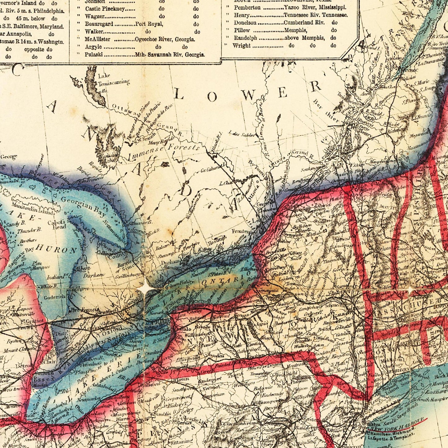 Historische Landkarte USA um 1863