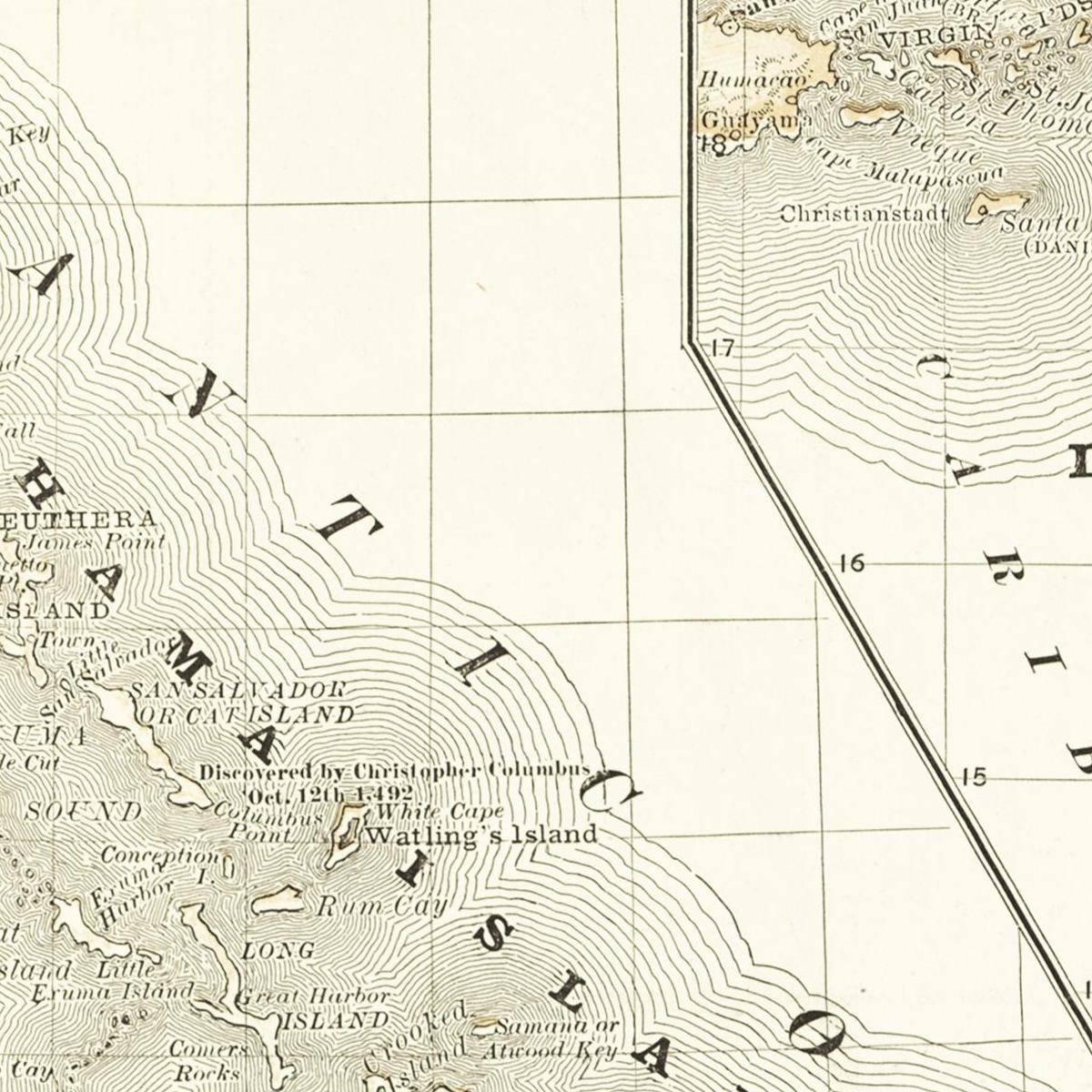 Historische Landkarte Kuba um 1882