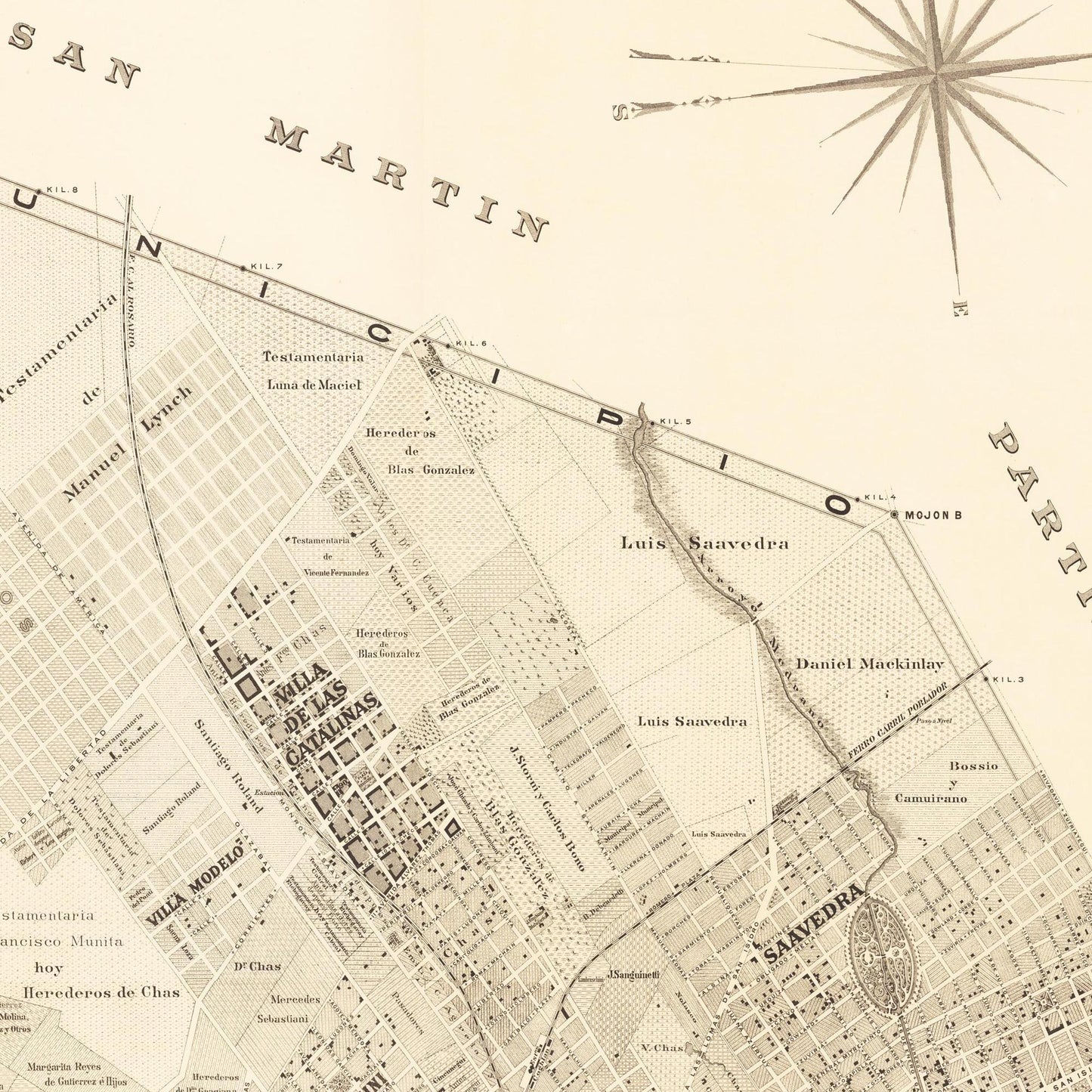 Historischer Stadtplan Buenos Aires um 1895