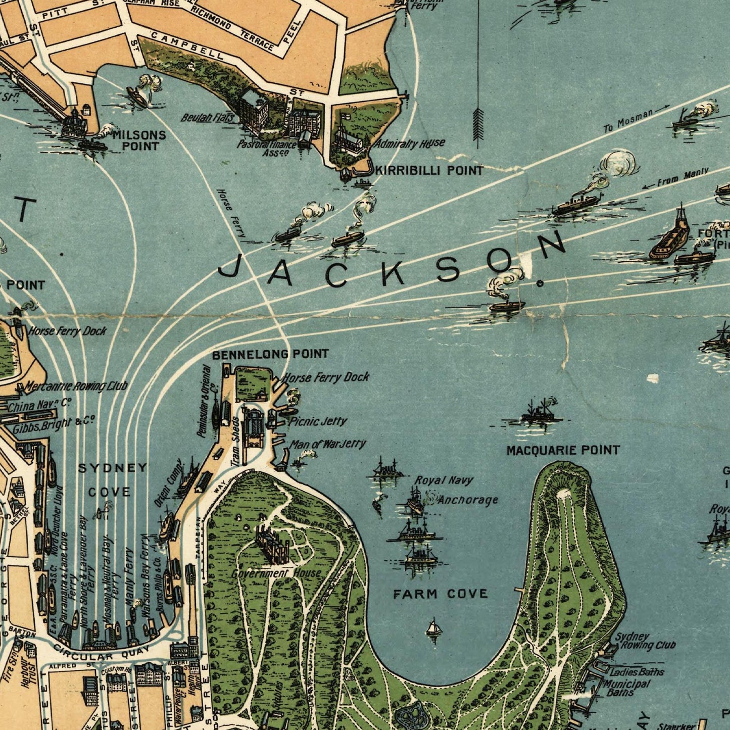 Historischer Stadtplan Sydney um 1922