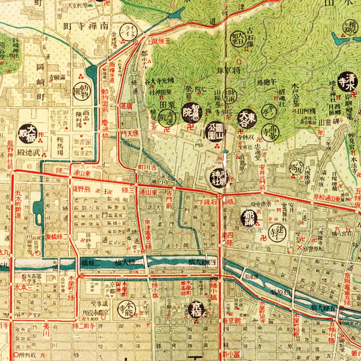 Historischer Stadtplan Kyoto um 1914
