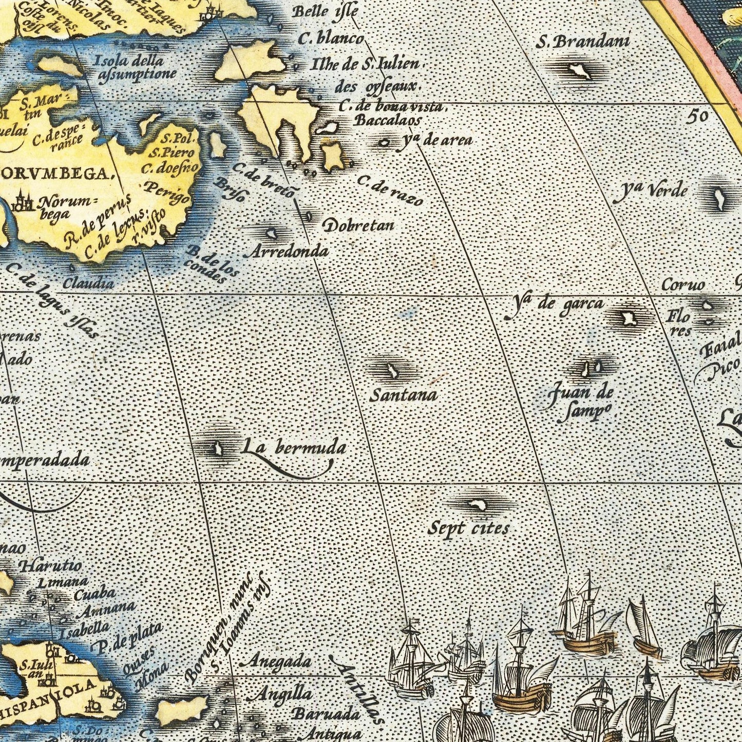 Historische Landkarte Amerika um 1570
