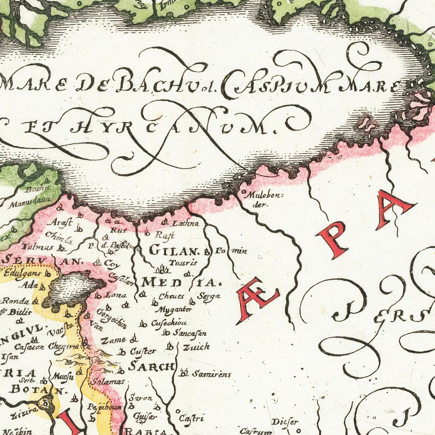 Historische Landkarte Naher Osten um 1636