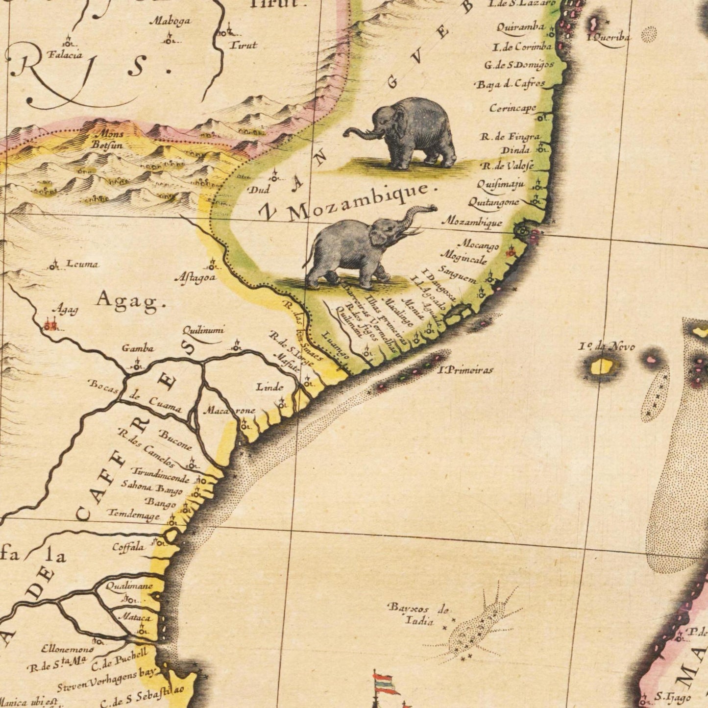 Historische Landkarte Südafrika um 1635