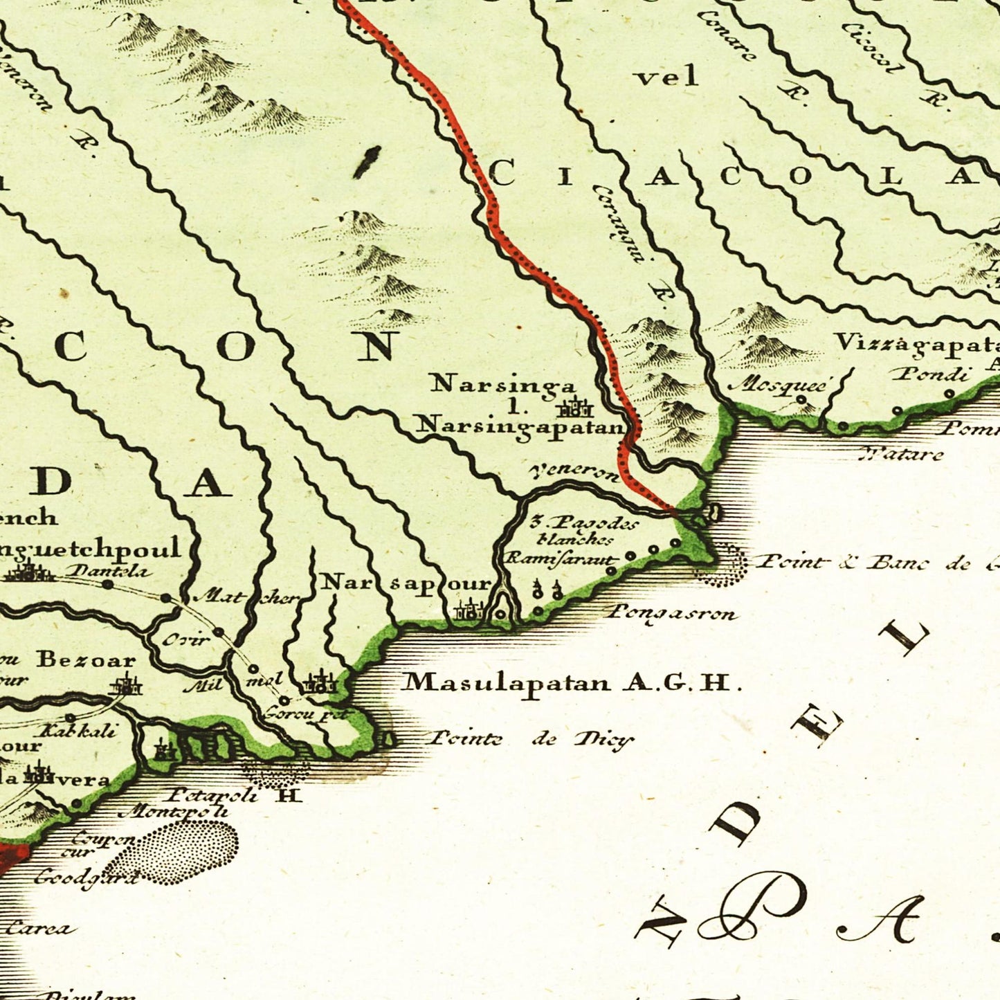 Historische Landkarte Indien um 1750