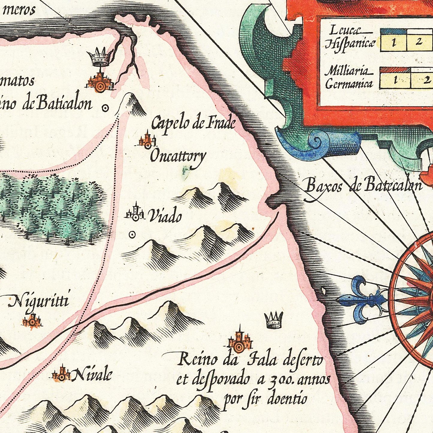 Historische Landkarte Sri Lanka um 1606