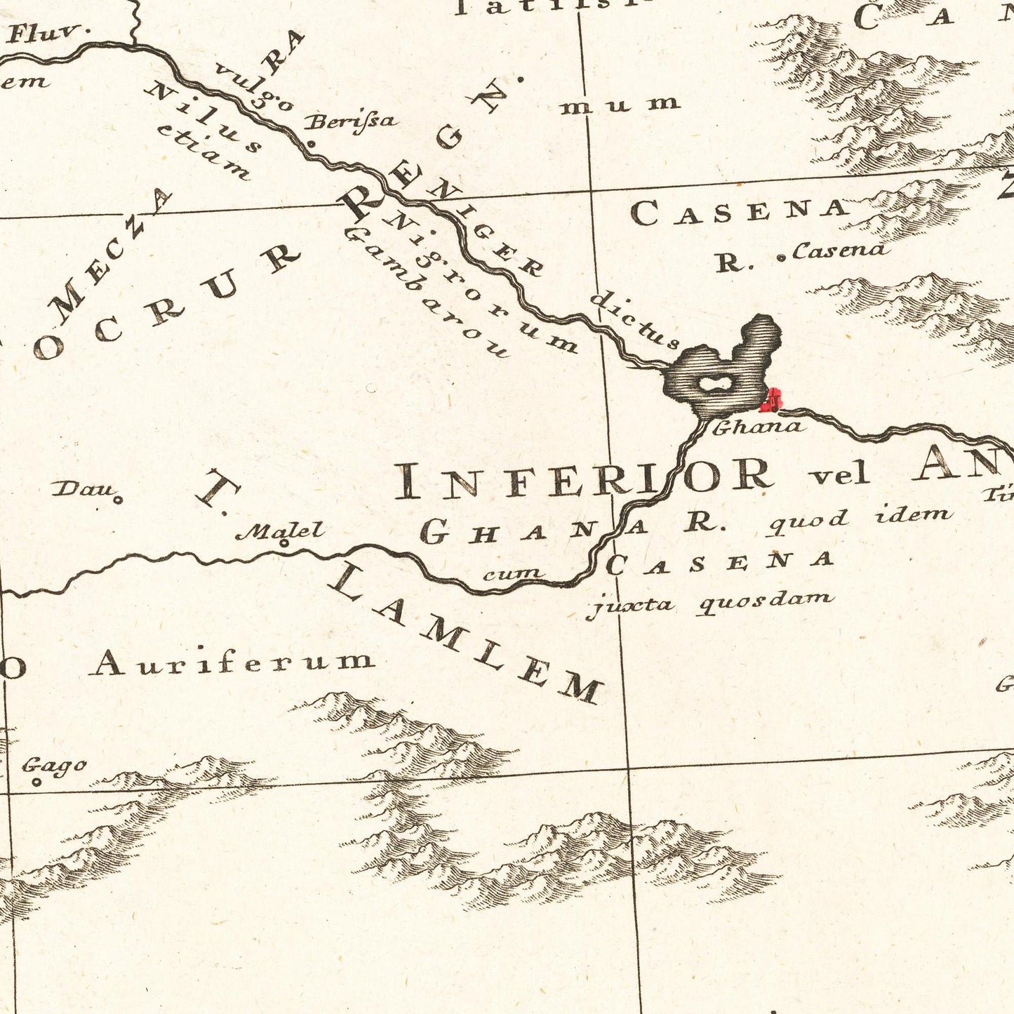 Historische Landkarte Westafrika um 1743