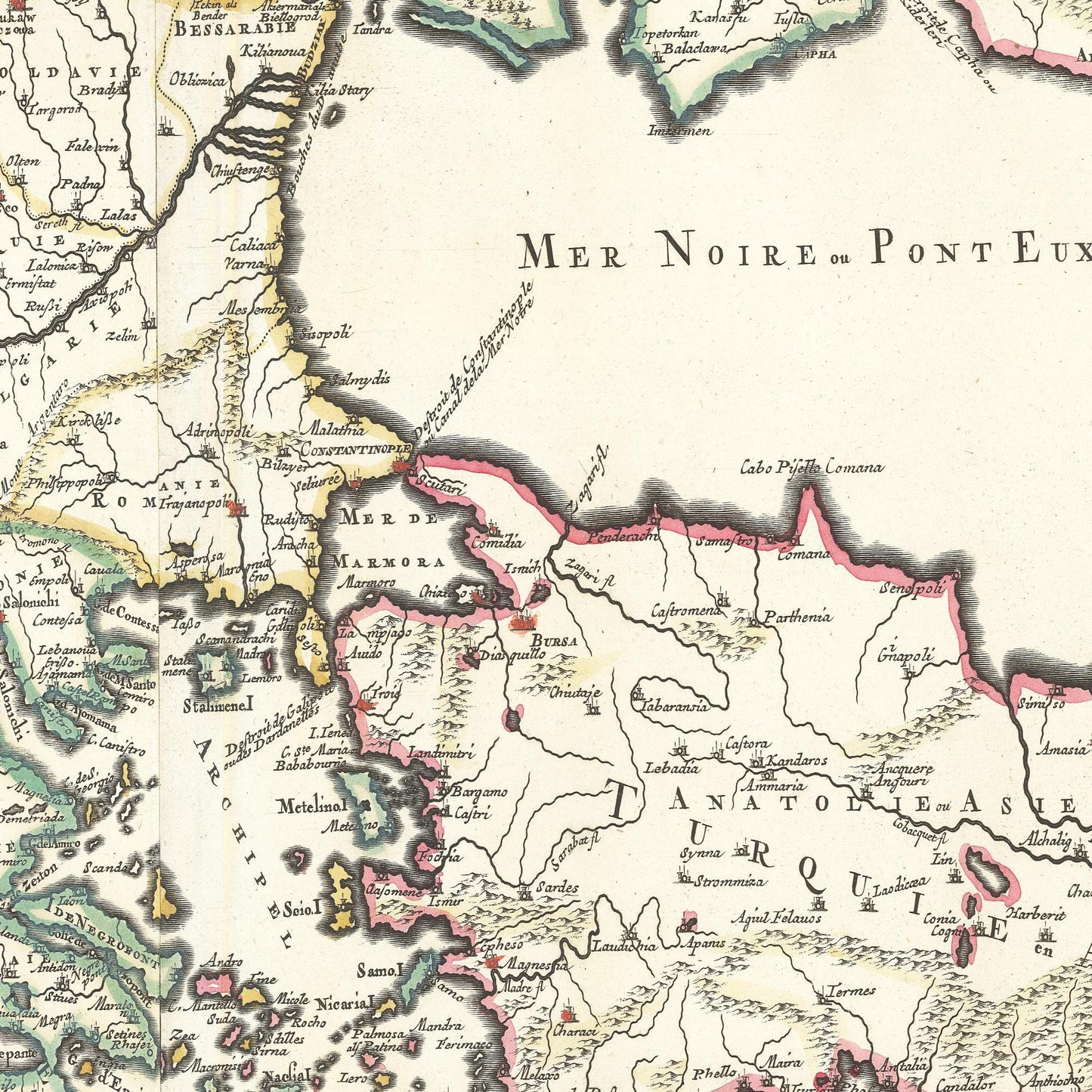 Historische Landkarte Südeuropa um 1700