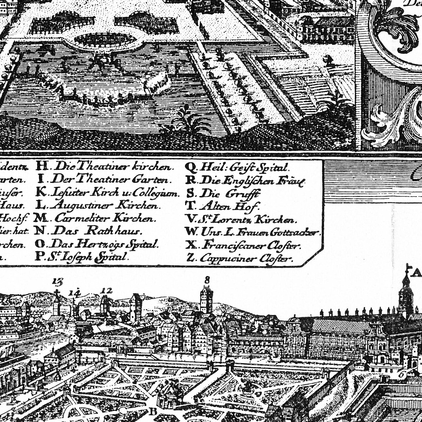 Historischer Stadtplan München um 1740