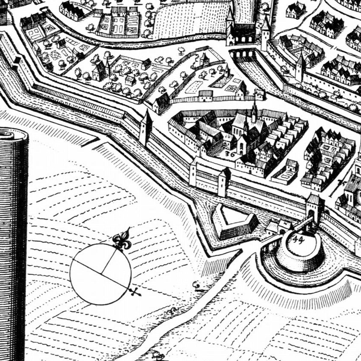 Historische Stadtansicht Erfurt um 1650