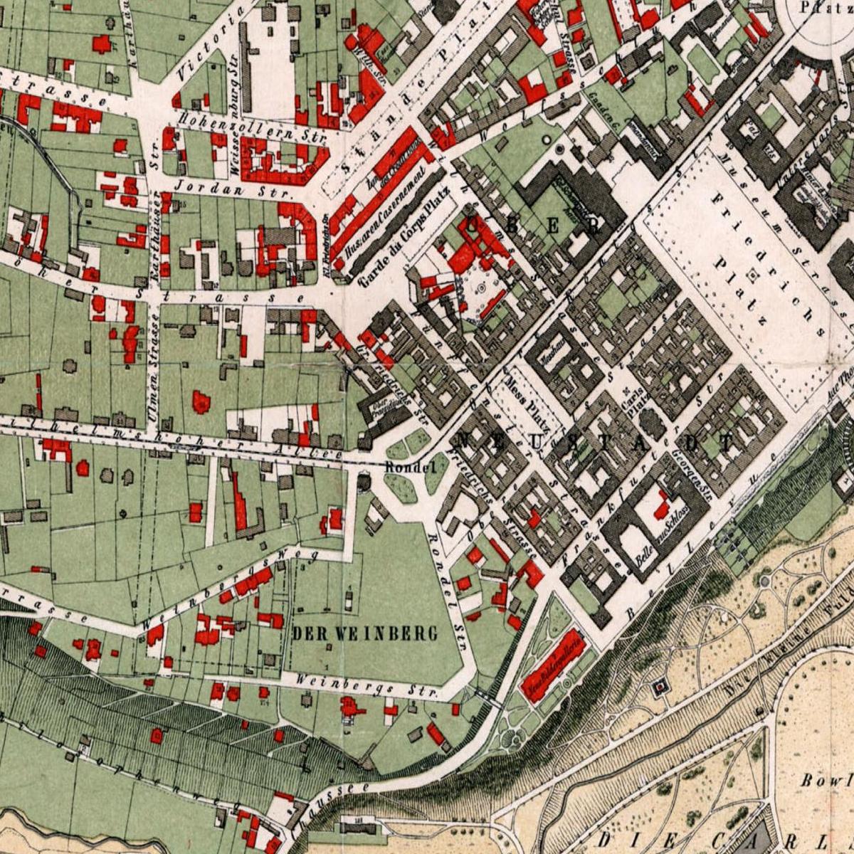 Historische Stadtansicht Kassel um 1878