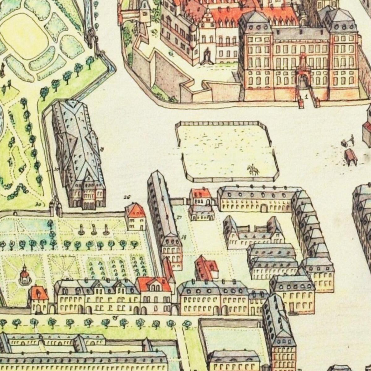 Historische Stadtansicht Darmstadt um 1799