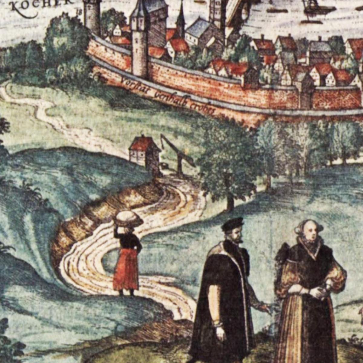 Historische Stadtansicht Schwäbisch Hall um 1580