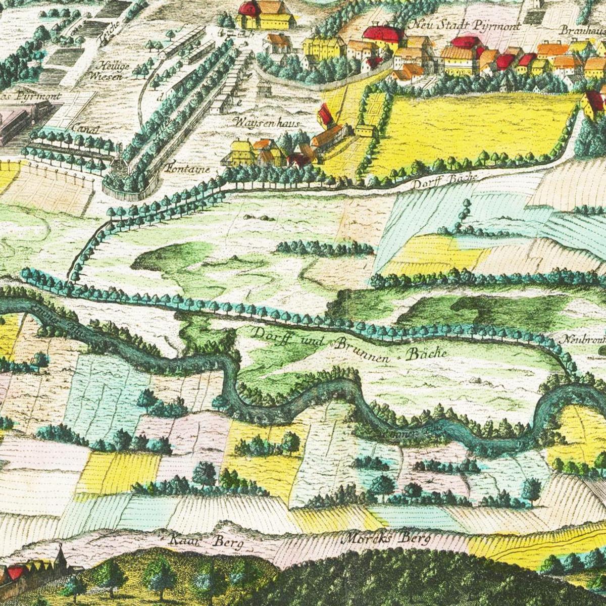 Historische Stadtansicht Bad Pyrmont um 1750
