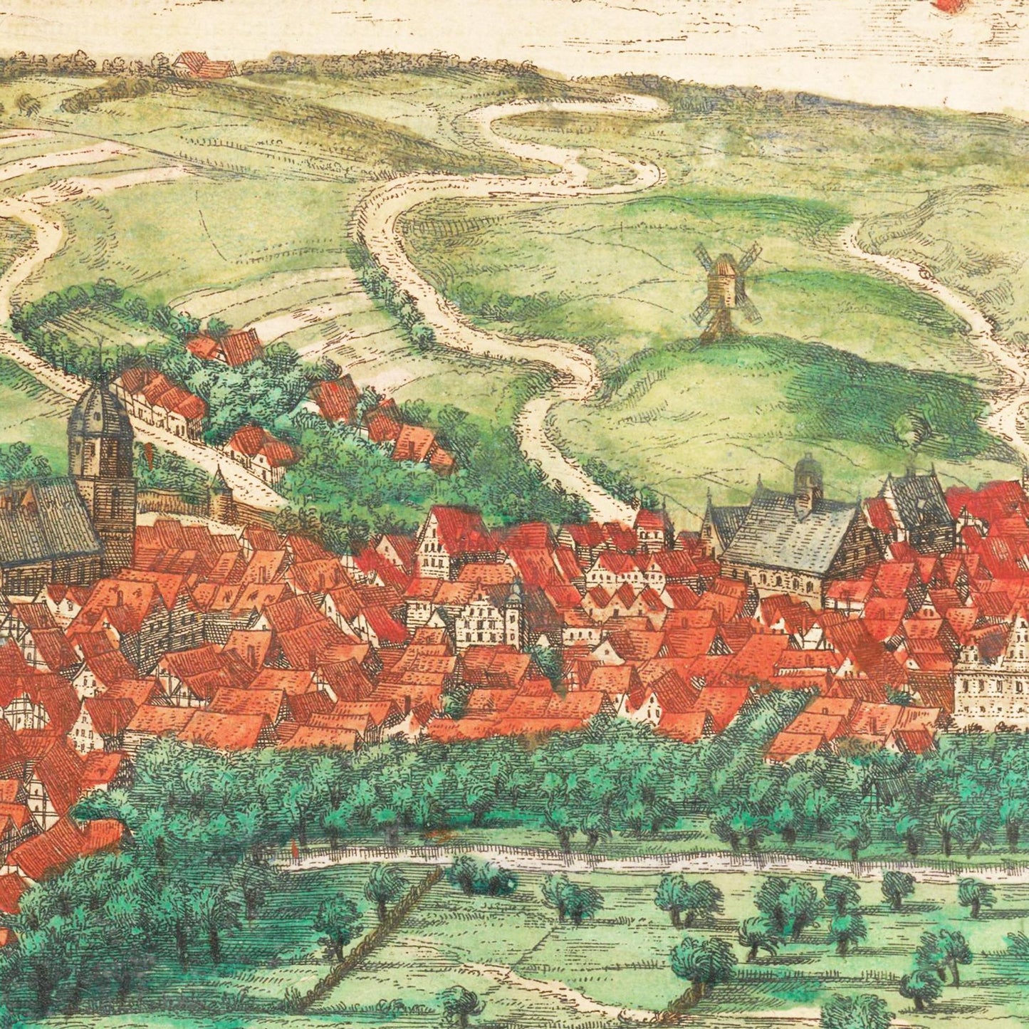 Historische Stadtansicht Eisleben um 1592