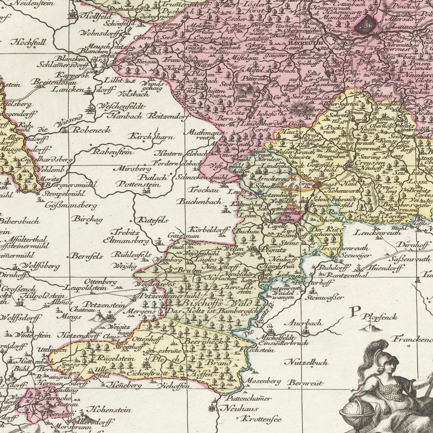 Historische Landkarte Bayreuth um 1750