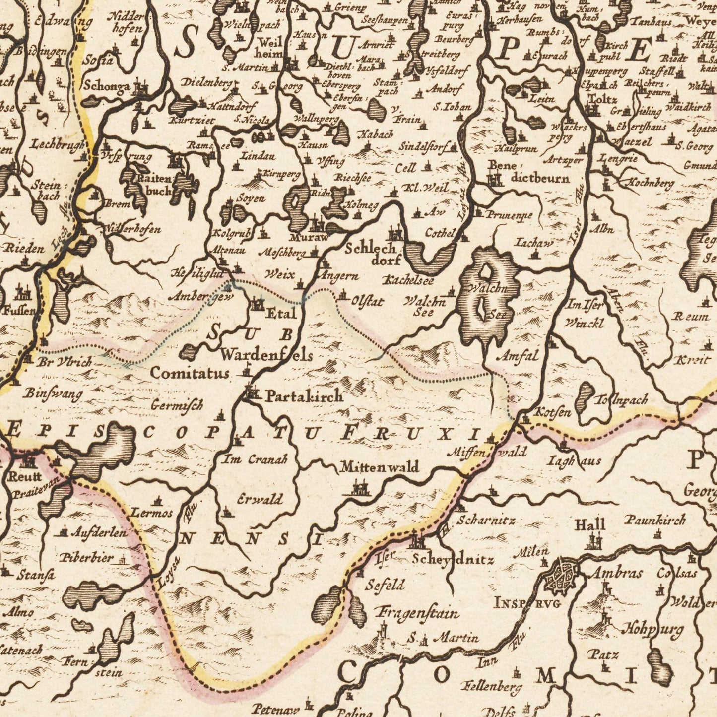 Historische Landkarte Bayern um 1698