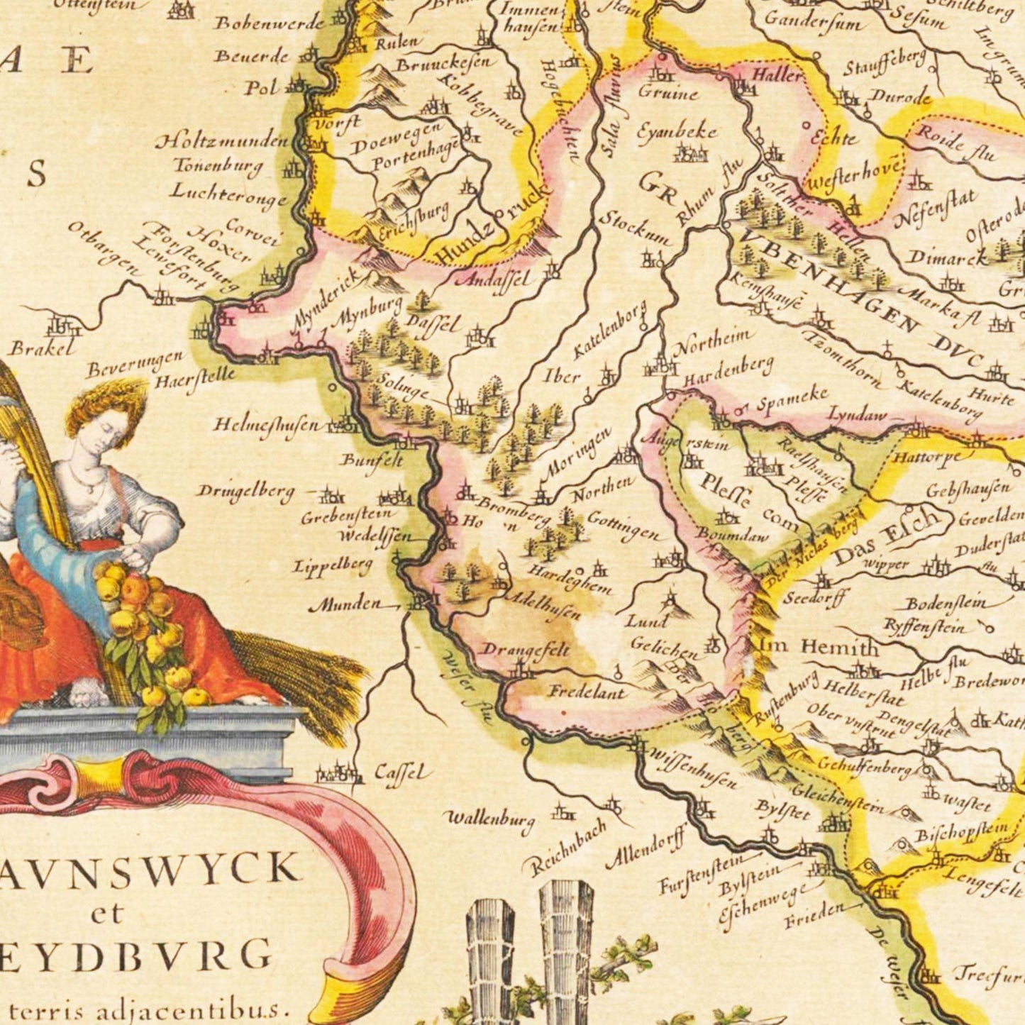 Historische Landkarte Braunschweig um 1635
