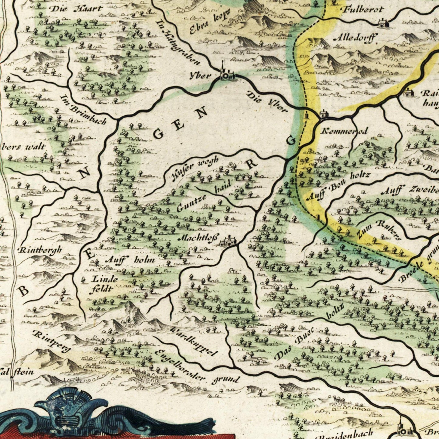 Historische Landkarte Bad Hersfeld um 1647