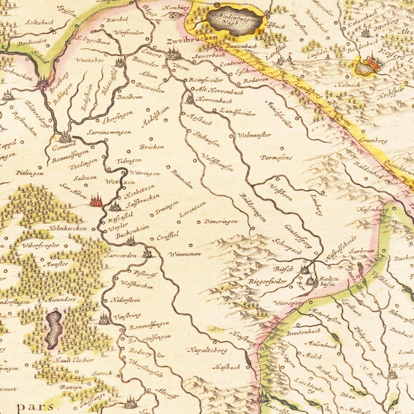 Historische Landkarte Pfalz um 1635