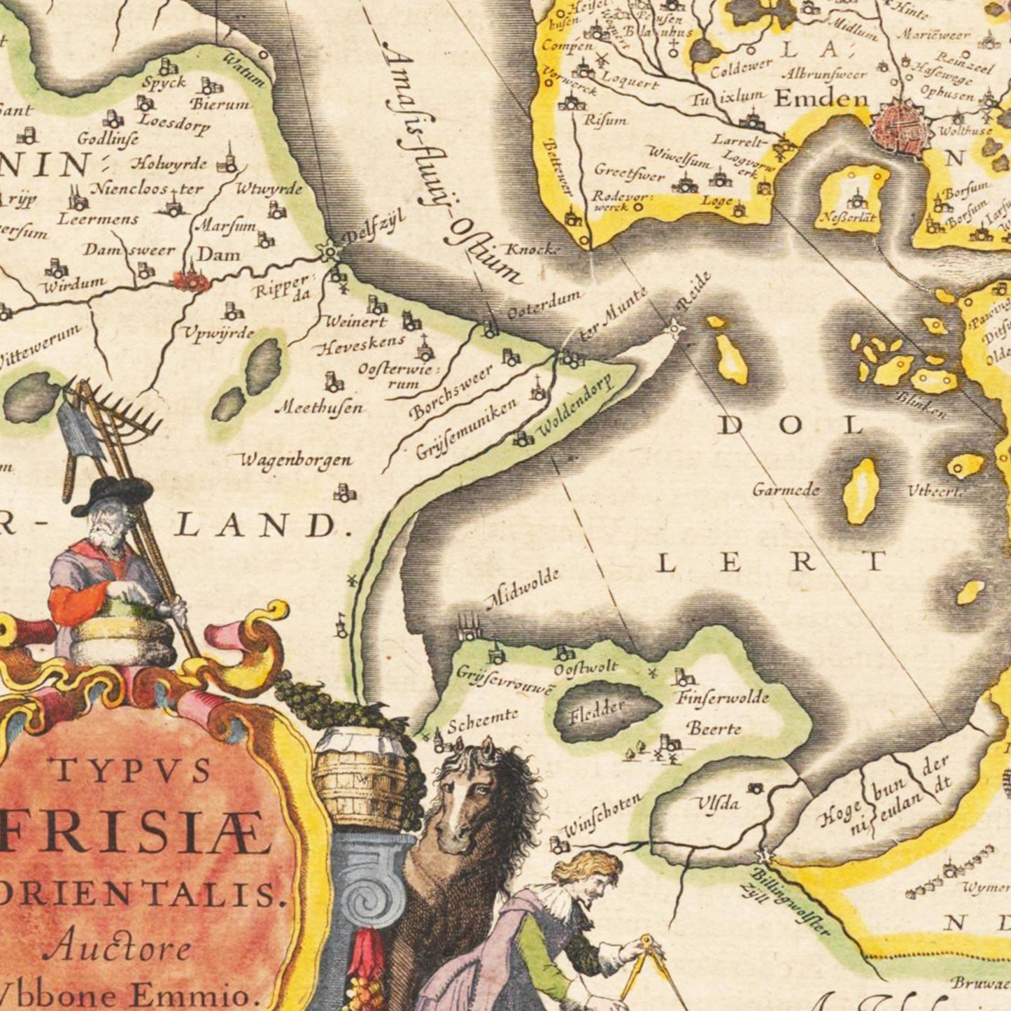 Historische Landkarte Ostfriesland um 1635