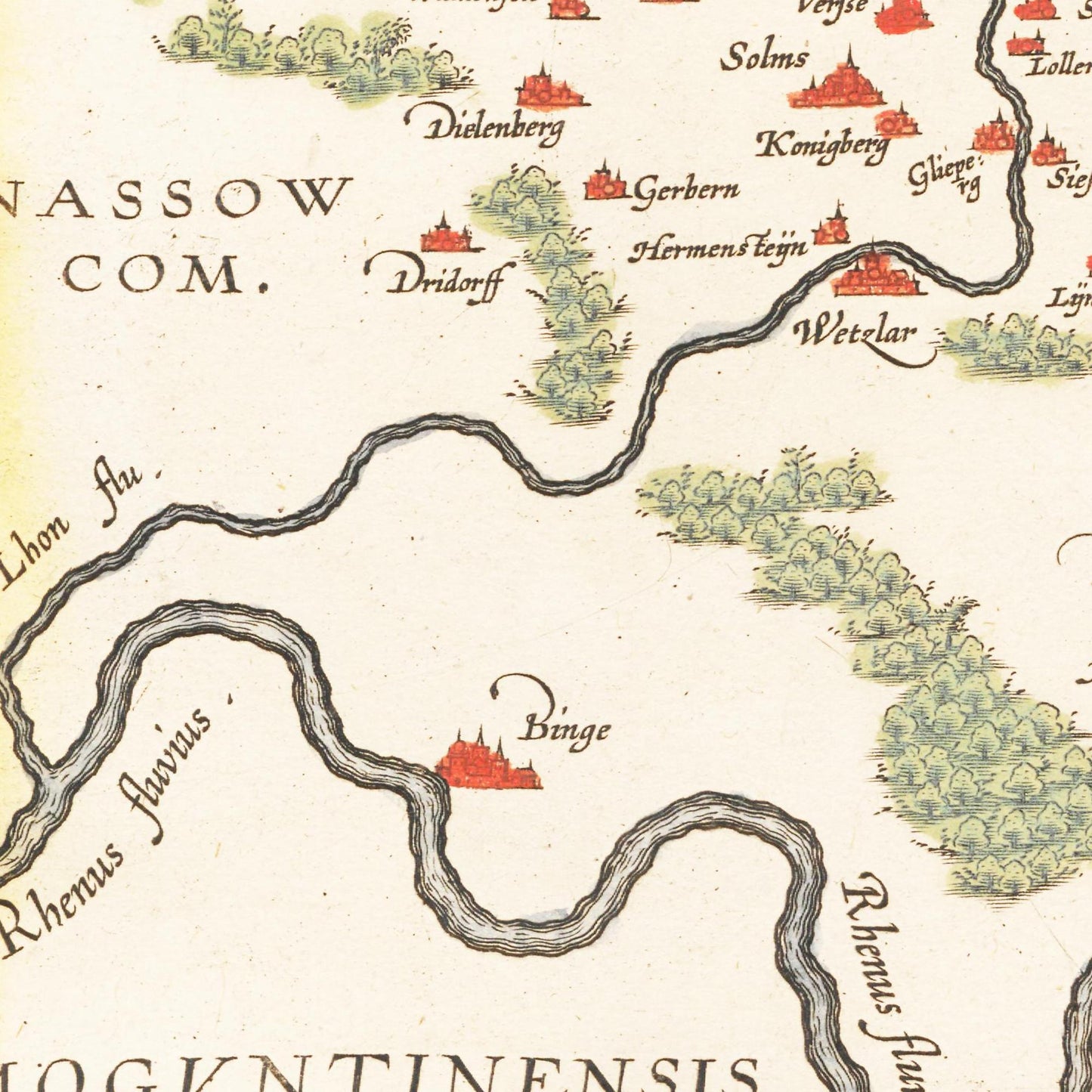 Historische Landkarte Hessen um 1609