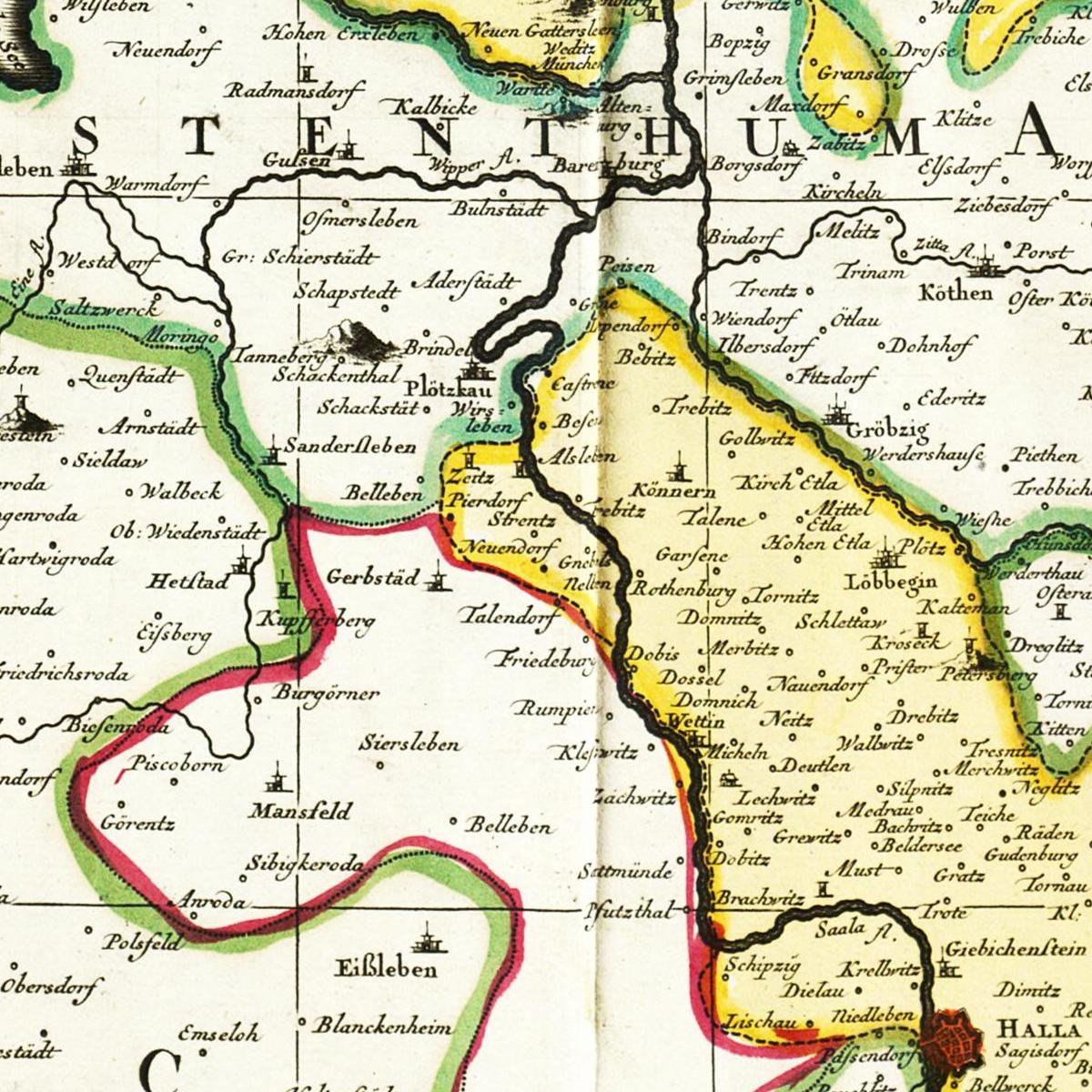 Historische Landkarte Magdeburg um 1725