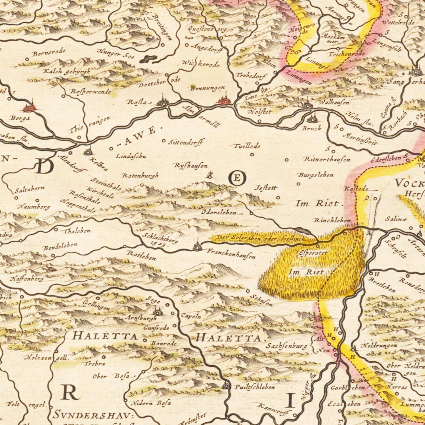 Historische Landkarte Mansfeld um 1635
