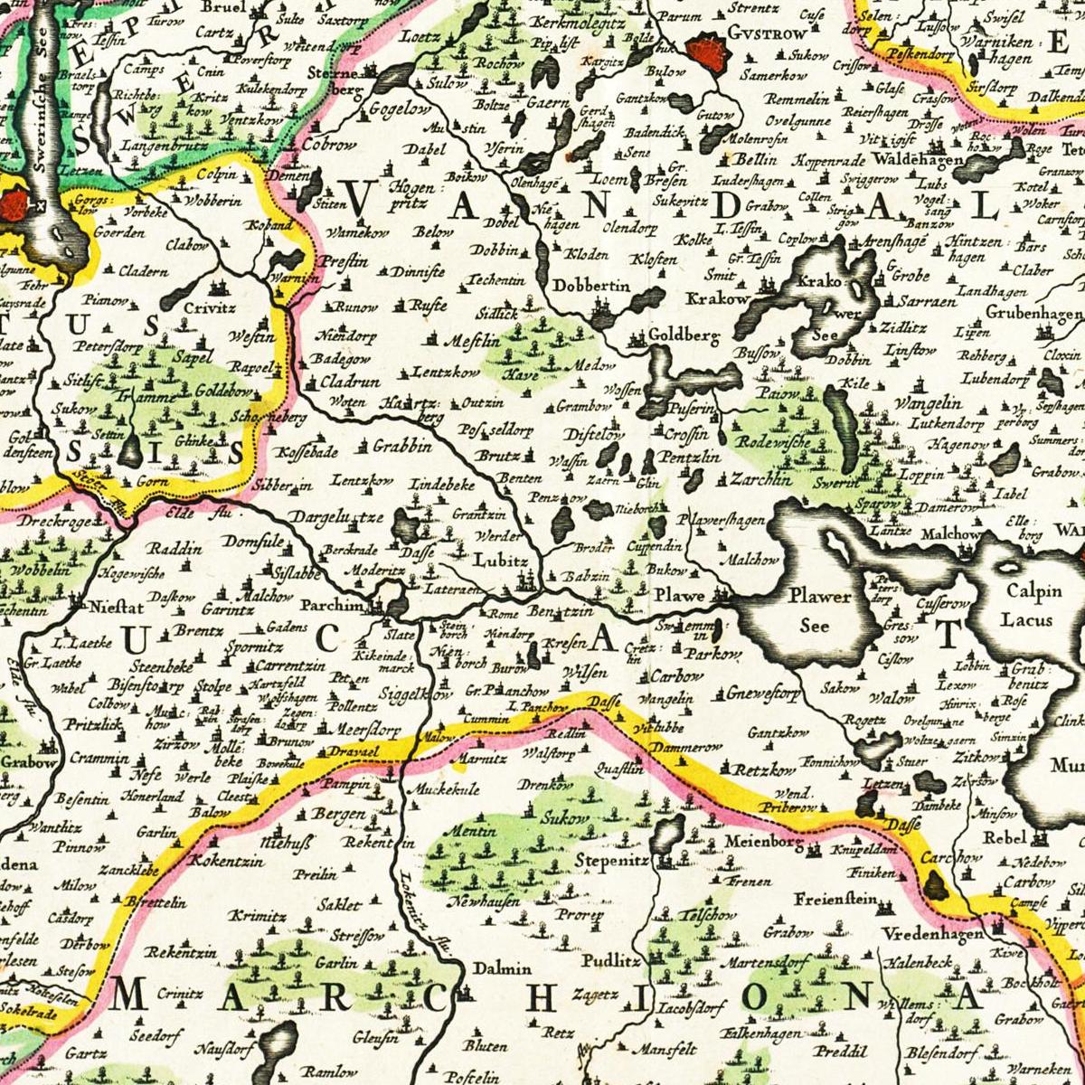 Historische Landkarte Mecklenburg um 1680