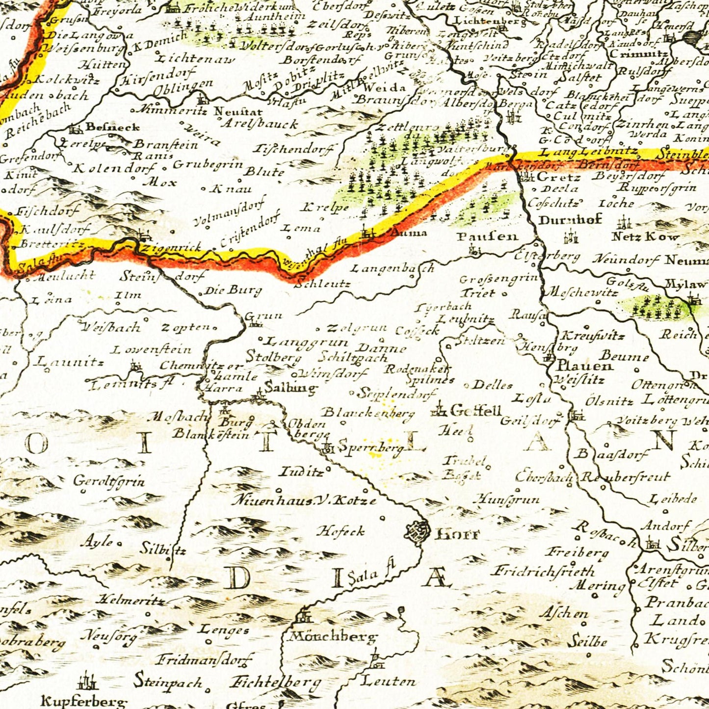 Historische Landkarte Meißen um 1700