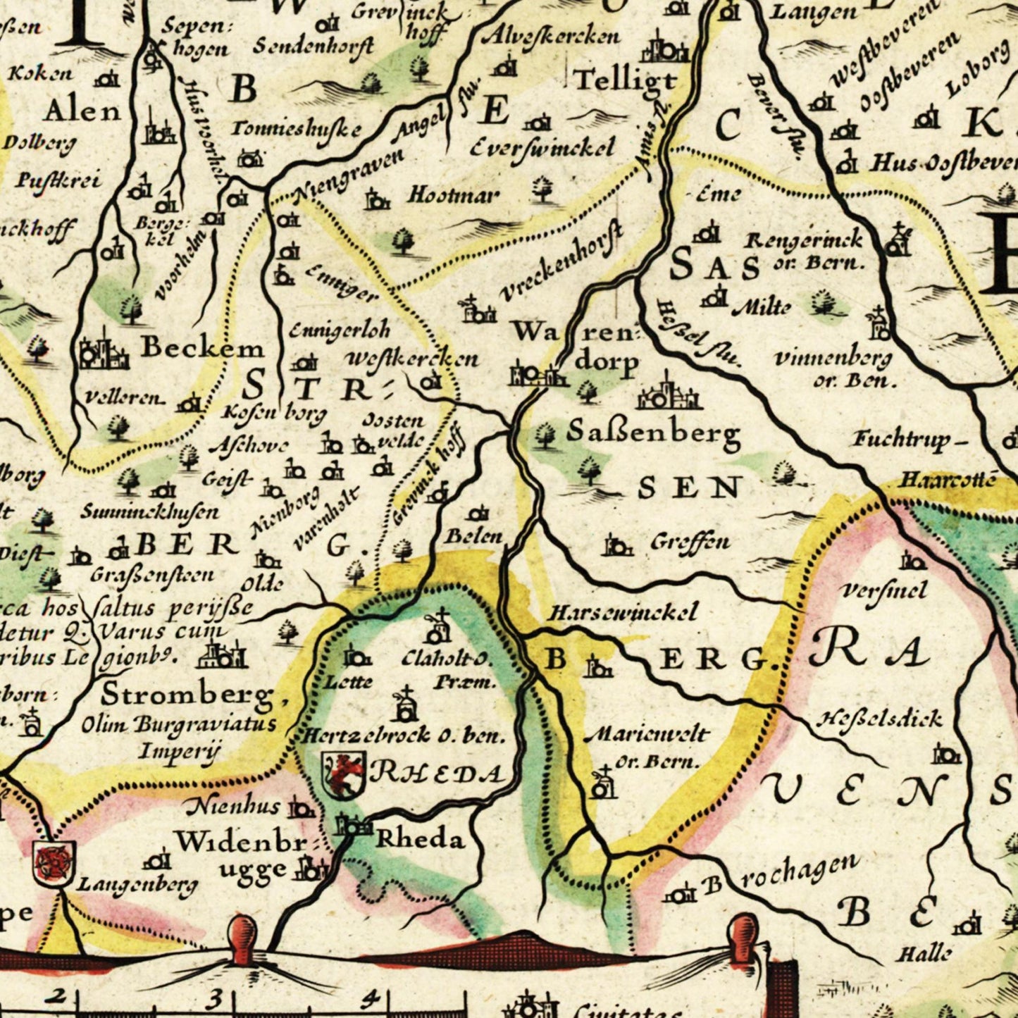 Historische Landkarte Münster um 1650