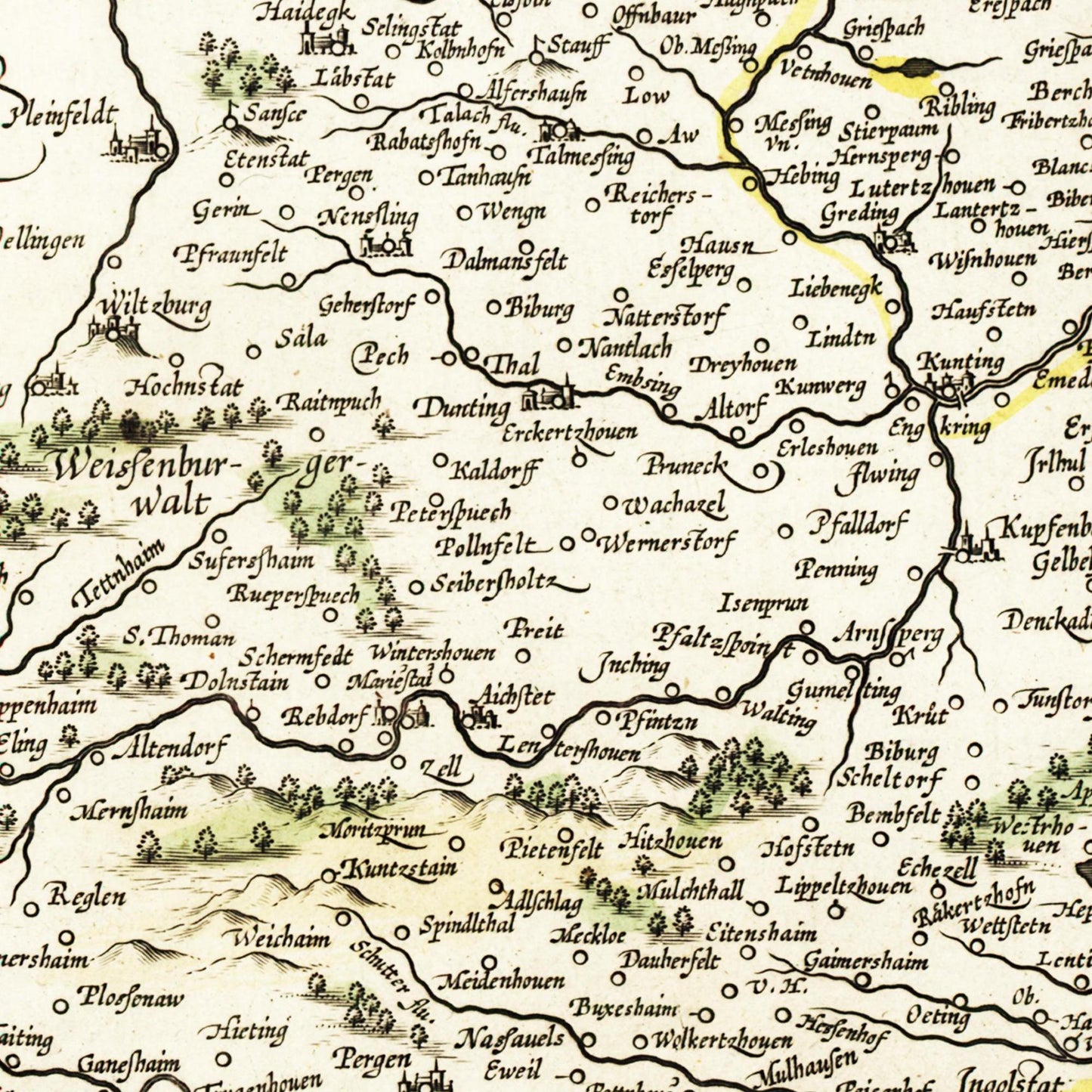 Historische Landkarte Oberpfalz um 1647