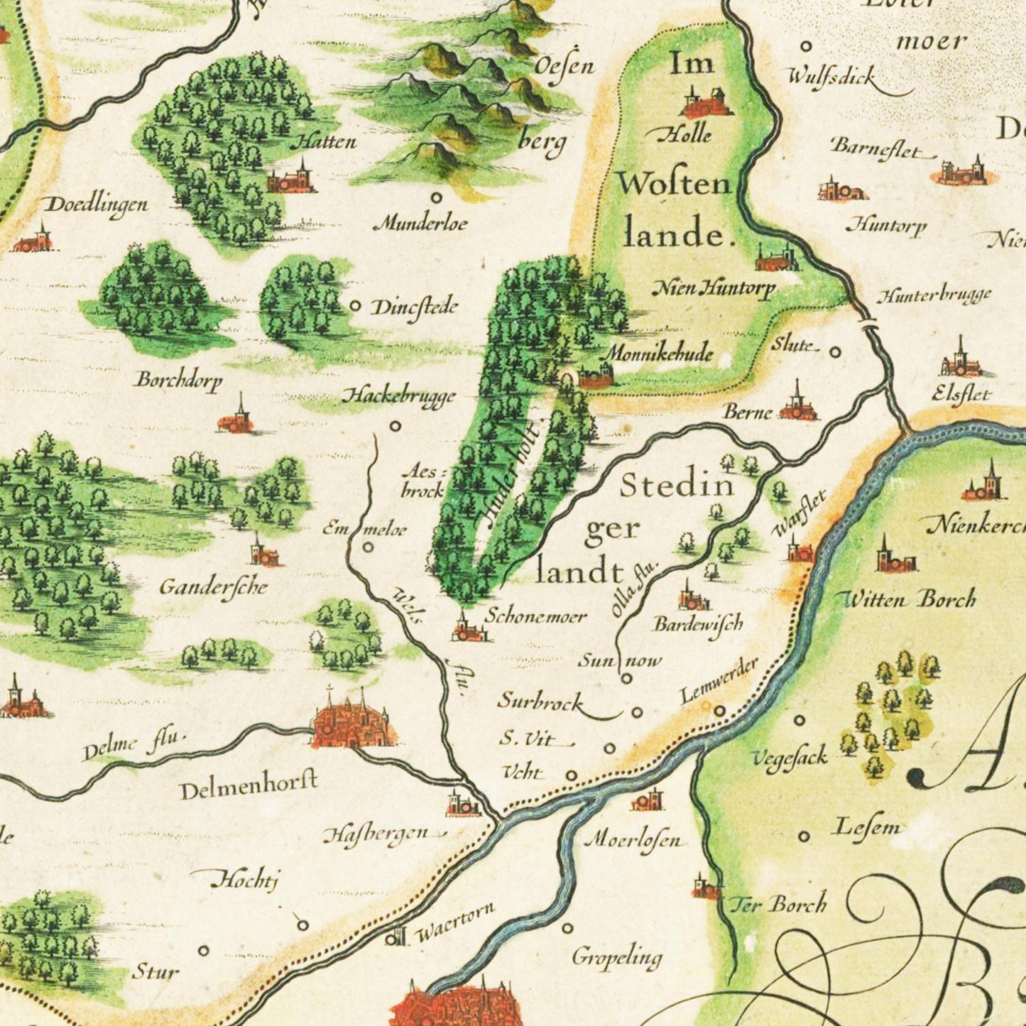 Historische Landkarte Oldenburg um 1645