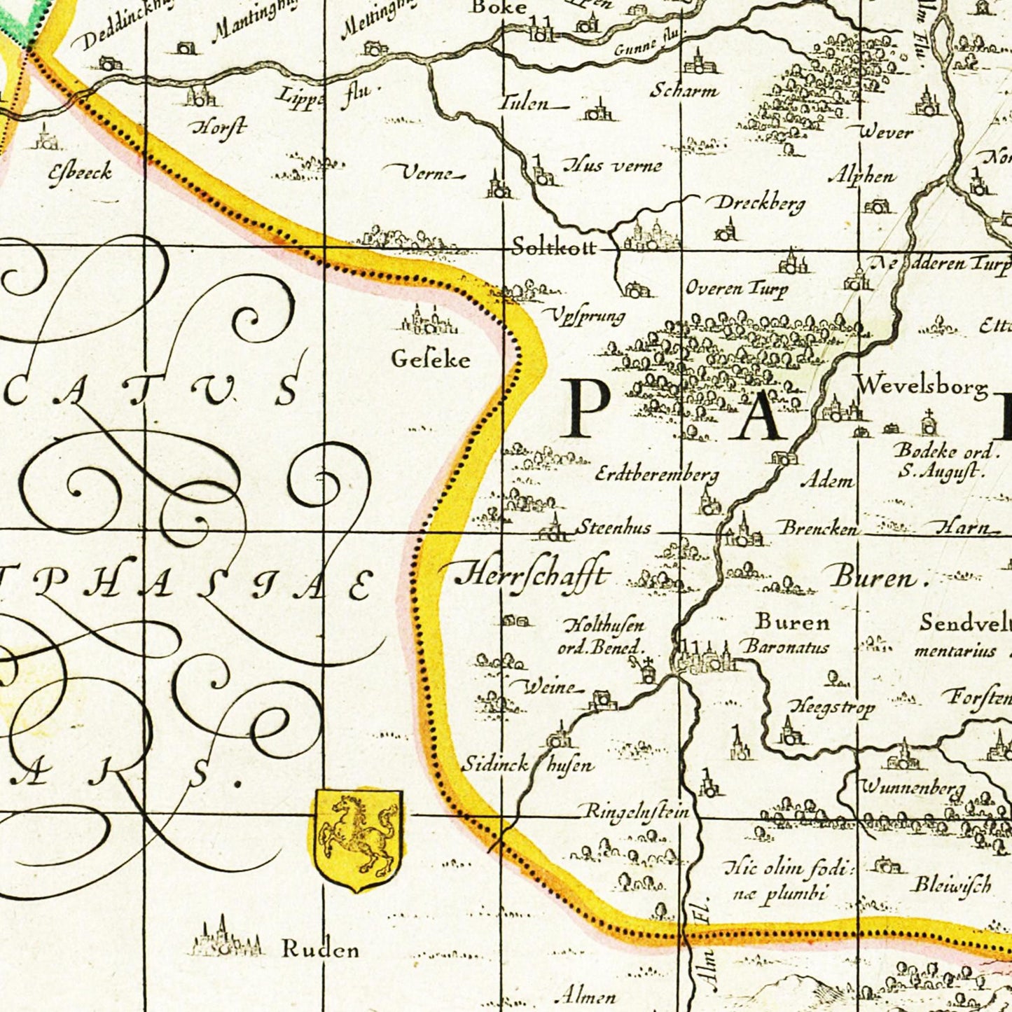 Historische Landkarte Paderborn um 1700