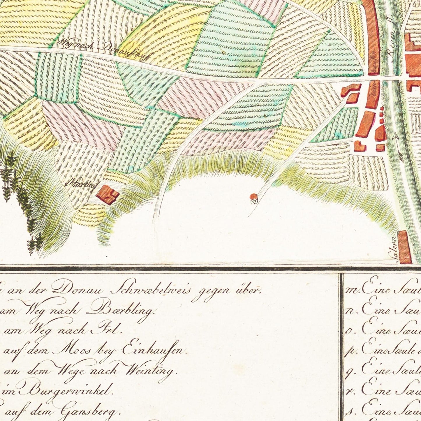 Historische Landkarte Regensburg um 1801