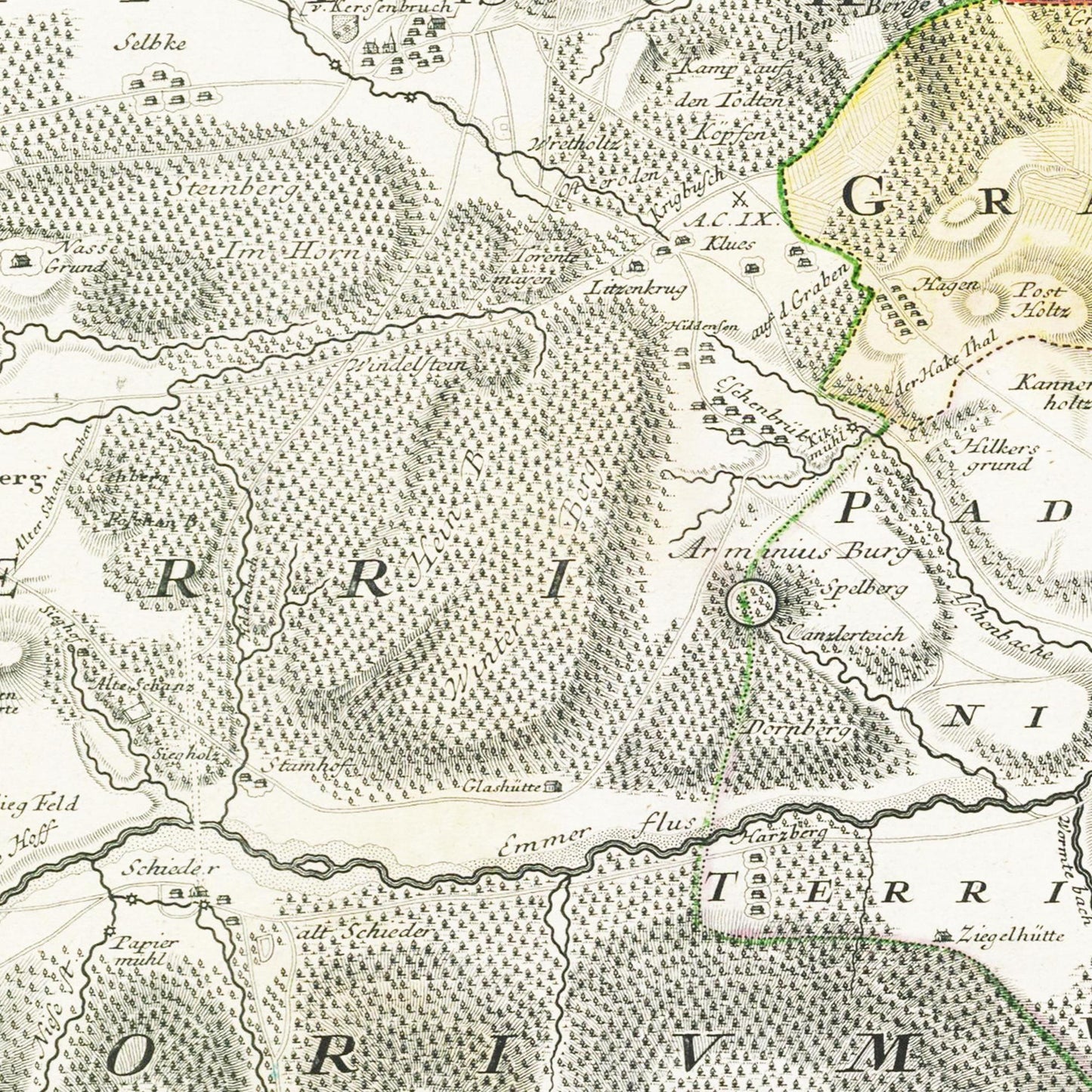 Historische Landkarte Pyrmont um 1753