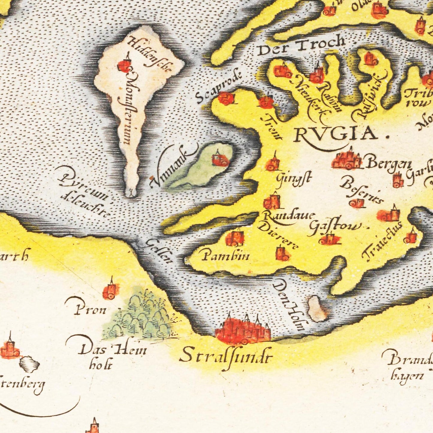 Historische Landkarte Rügen & Usedom um 1609