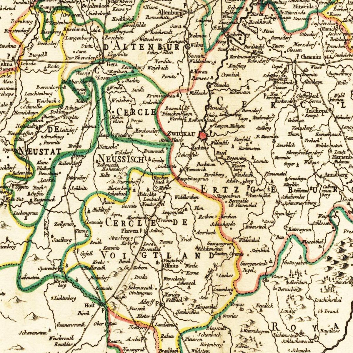 Historische Landkarte Sachsen um 1743