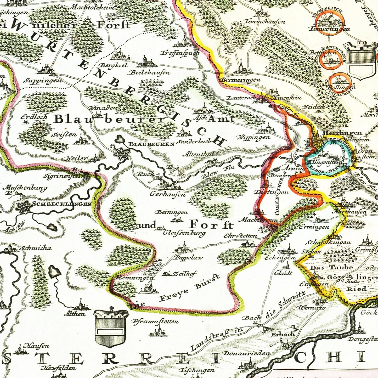 Historische Landkarte Ulm um 1712