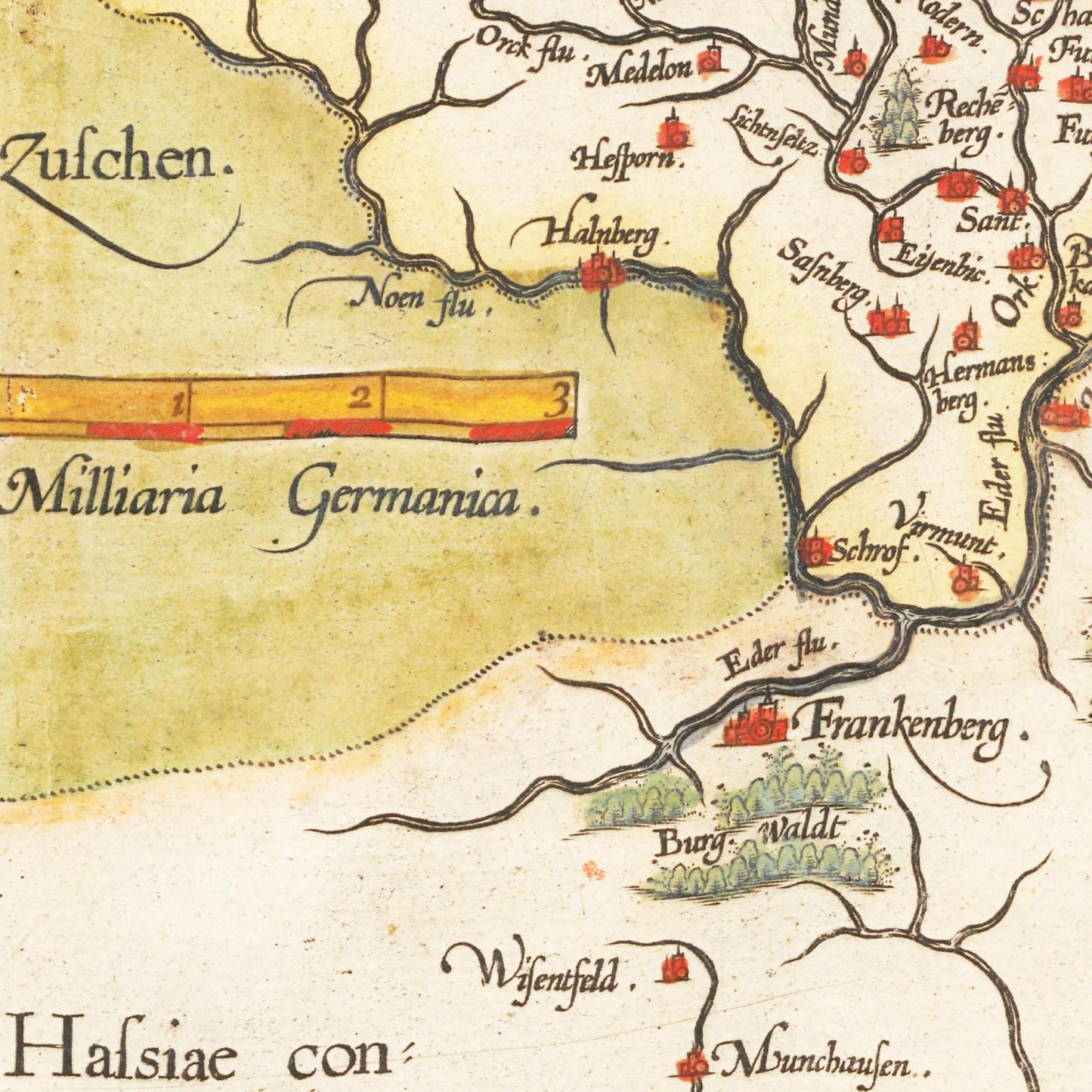 Historische Landkarte Waldeck um 1609
