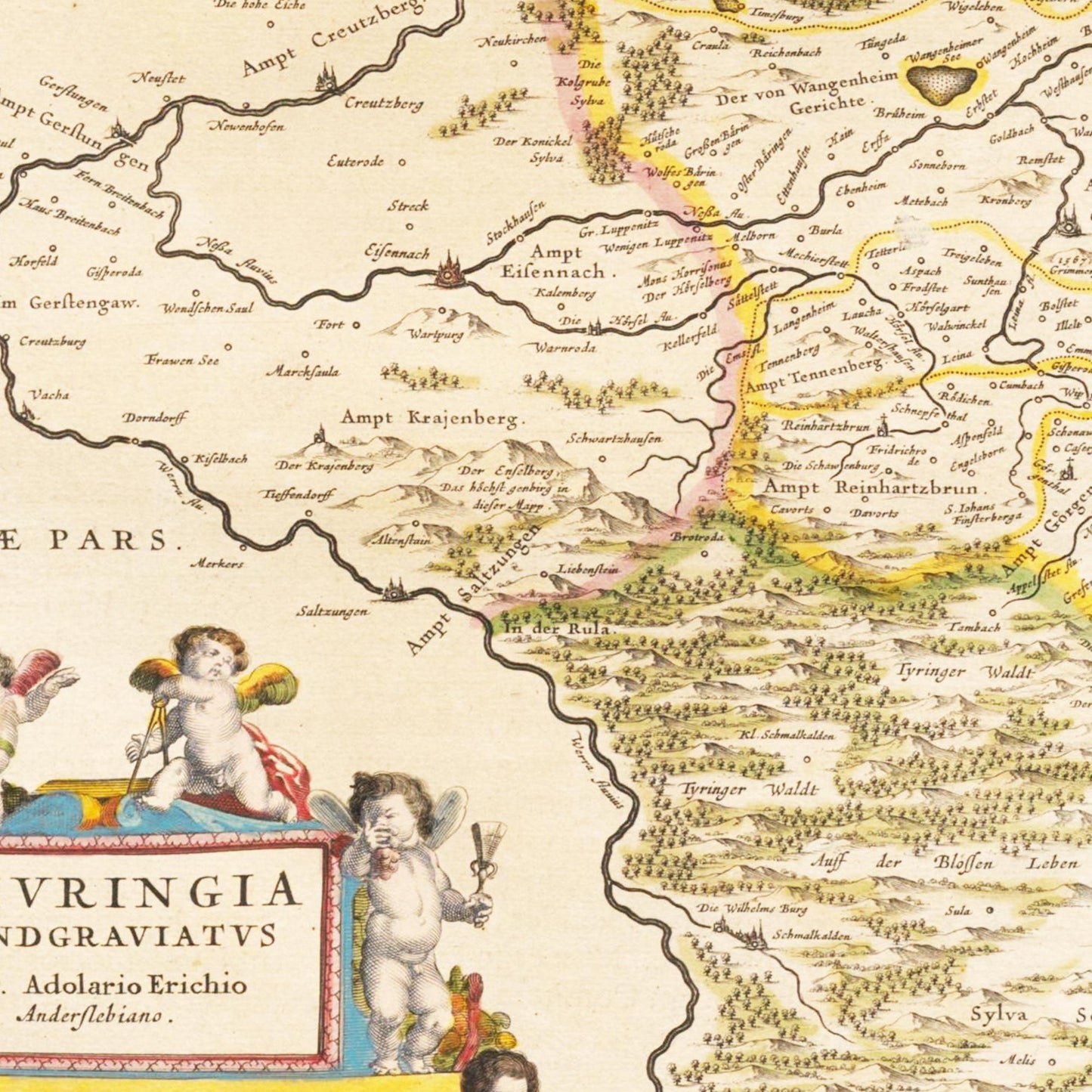 Historische Landkarte Thüringen um 1635